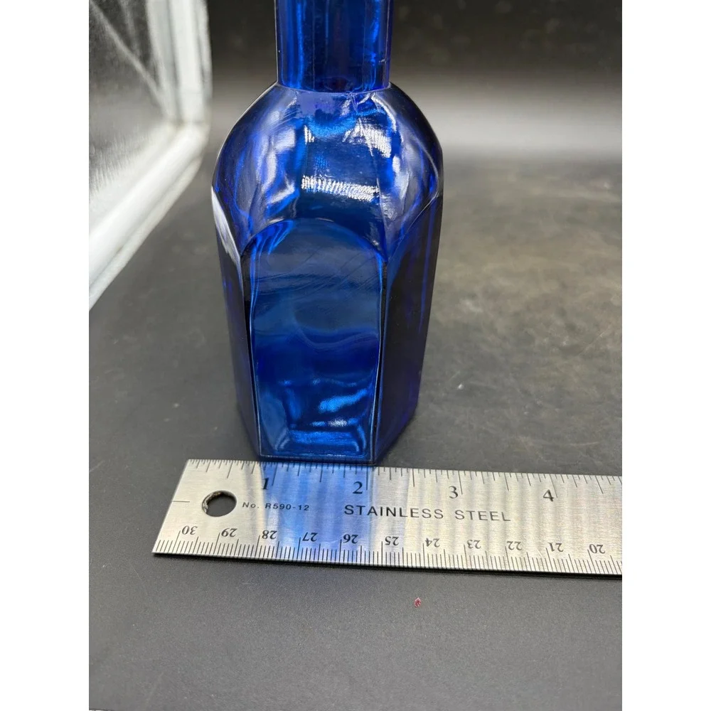 Windart Studio Cobalt Blue Glass Bottle Hexagonal Decorative Vase Apothecary